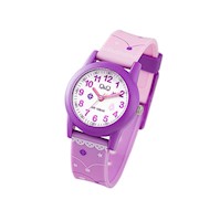Reloj Q&Q Acuático Modelo Niña Color Rosa y Lila Diseño Collares